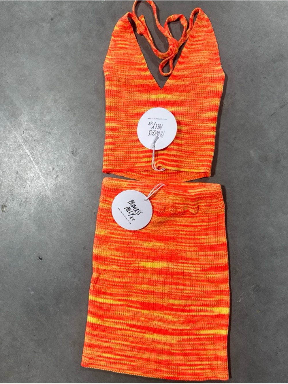 Princess Polly Orange Knit Halter Top & Skirt Set